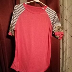 Pink, striped and leopard print top